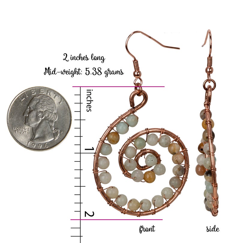 SPUNKYsoul Amazonite Bohemian Spiral Earrings for Women Swirl Hoop Tribal - Image 3